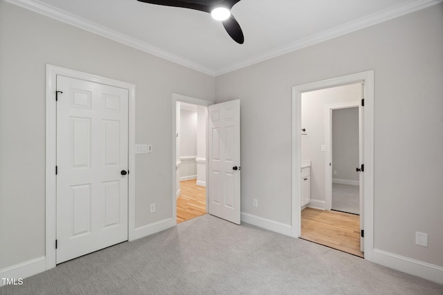 12301 Hardee Rd, Raleigh, NC 27614 - unfurnished bedroom featuring carpet floors, crown molding, baseboards, and a ceiling fan