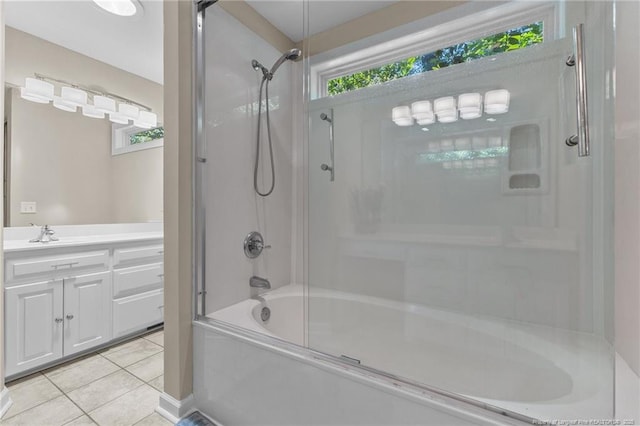 2190 Keith Hills Rd, Lillington, NC 27546 - bathroom with tile patterned flooring, shower / bath combination with glass door, and vanity