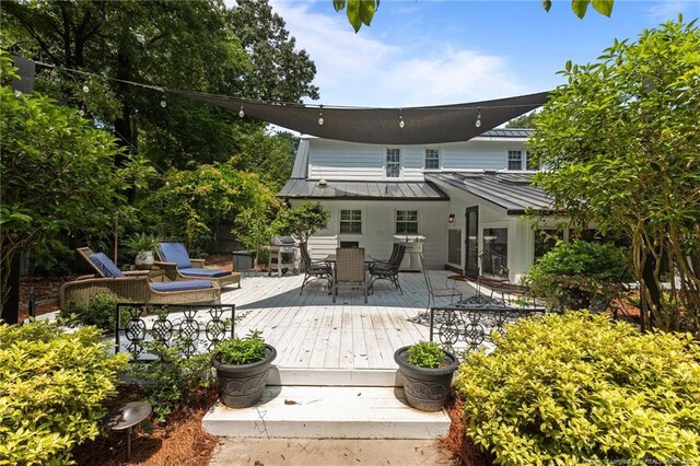 2190 Keith Hills Rd, Lillington, NC 27546 - wooden terrace featuring outdoor dining space