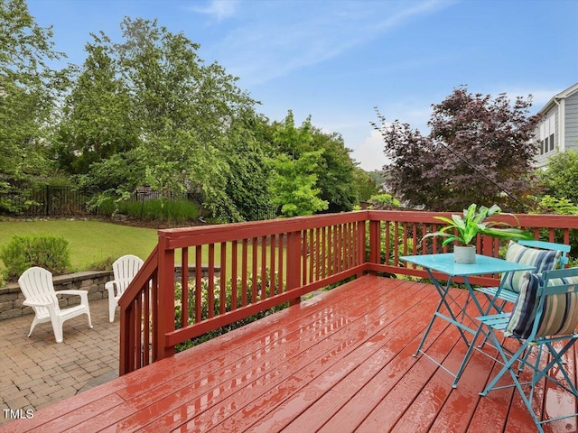 136 Shadow Hawk Dr, Durham, NC 27713 - wooden deck with a patio area