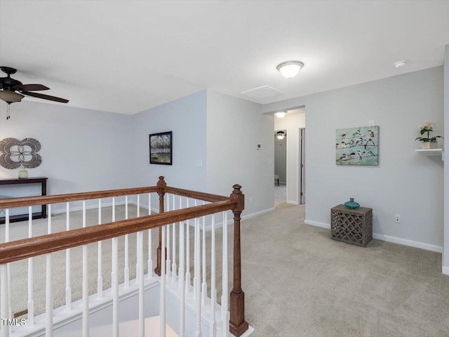 136 Shadow Hawk Dr, Durham, NC 27713 - corridor with carpet, baseboards, and an upstairs landing
