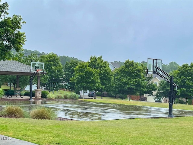136 Shadow Hawk Dr, Durham, NC 27713 - view of basketball court with a lawn and community basketball court