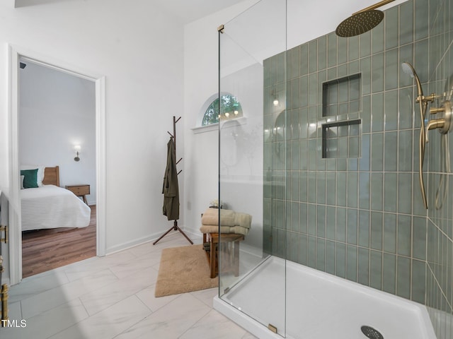 3400 Appling Way, Durham, NC 27703 - ensuite bathroom featuring a tile shower and marble finish flooring