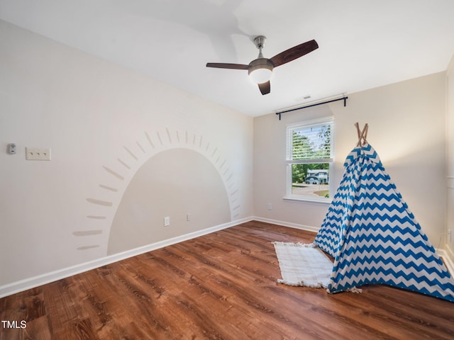 3400 Appling Way, Durham, NC 27703 - recreation room featuring wood finished floors and a ceiling fan