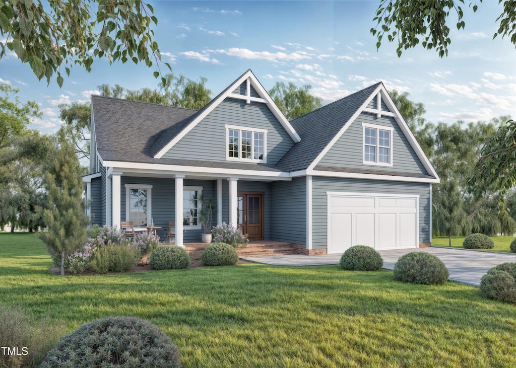161 Wheeler Ct, Clayton, NC 27527 - view of front facade featuring driveway, a front yard, a porch, and roof with shingles