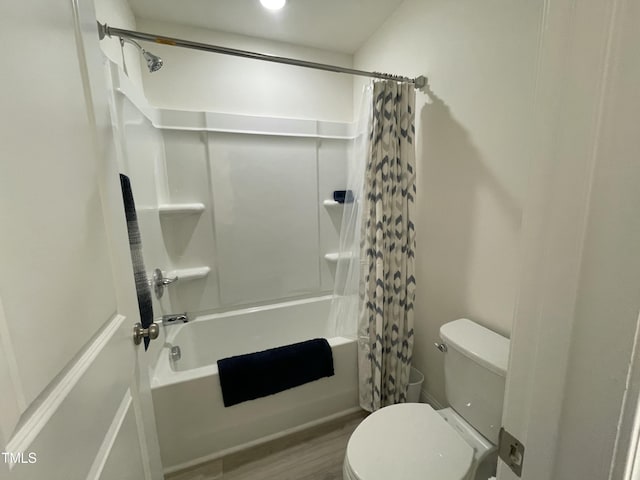 30 Junius Birch Trl, Franklinton, NC 27525 - bathroom featuring shower / bath combination with curtain, toilet, and wood finished floors