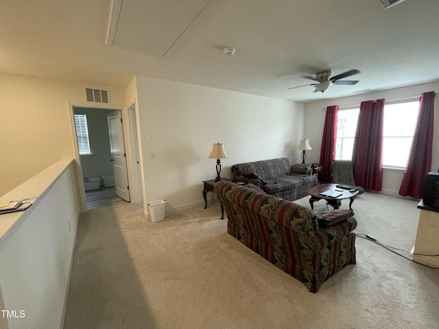 30 Junius Birch Trl, Franklinton, NC 27525 - living room with attic access, light colored carpet, and ceiling fan