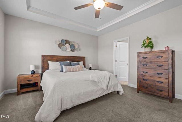784 Cypress Rd, Cameron, NC 28326 - bedroom with carpet floors, a raised ceiling, crown molding, and baseboards
