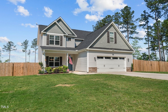 784 Cypress Rd, Cameron, NC 28326 - craftsman-style home featuring concrete driveway, stone siding, a shingled roof, and covered porch