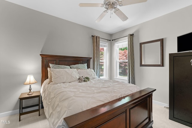 8536 Wolverton Fields Dr, Wake Forest, NC 27587 - bedroom featuring light colored carpet, baseboards, and ceiling fan