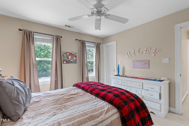 8536 Wolverton Fields Dr, Wake Forest, NC 27587 - bedroom with light colored carpet, baseboards, and a ceiling fan