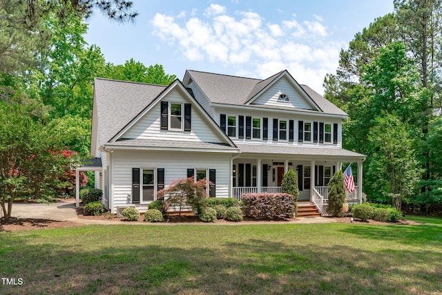 8536 Wolverton Fields Dr, Wake Forest, NC 27587 - view of front of property featuring a porch, a front yard, and roof with shingles