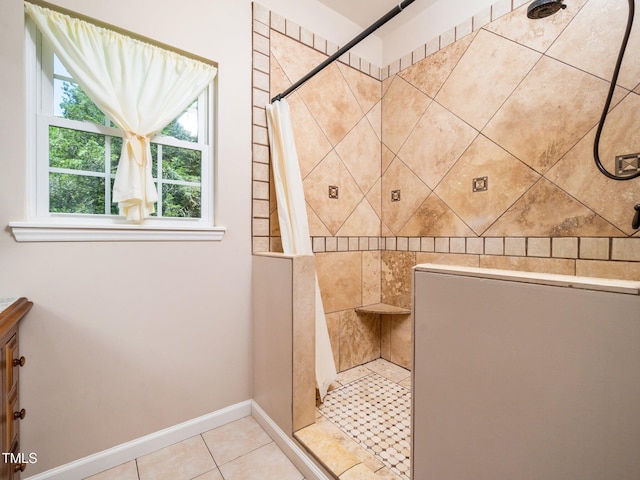 8917 Thompson Mill Rd, Wake Forest, NC 27587 - full bath featuring walk in shower, tile patterned floors, vanity, and baseboards