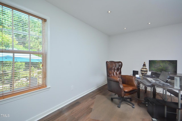 1056 Evening Shade Ave, Rolesville, NC 27571 - office space with wood finished floors, baseboards, and recessed lighting