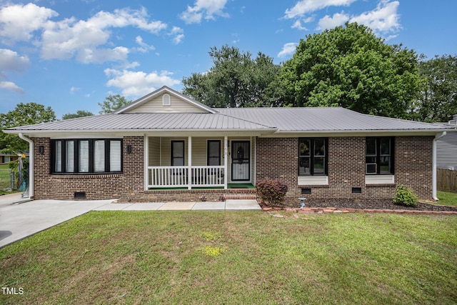 7368 Ryan St, Fayetteville, NC 28314 - single story home featuring crawl space, covered porch, brick siding, and a front lawn