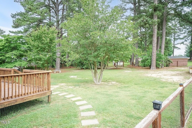 103 Midway Ln, Roanoke Rapids, NC 27870 - view of grassy yard with a deck