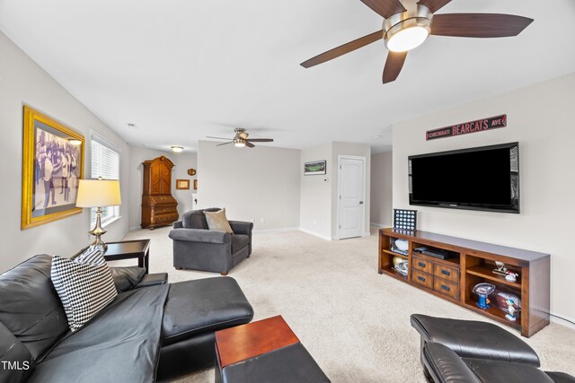 633 Copper Beech Ln, Wake Forest, NC 27587 - living area with ceiling fan, carpet, and baseboards