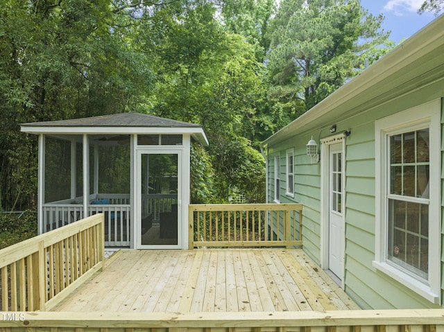 1905 Bivins St, Durham, NC 27707 - wooden terrace featuring a sunroom