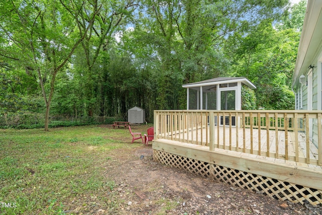 1905 Bivins St, Durham, NC 27707 - view of yard with a sunroom and a deck