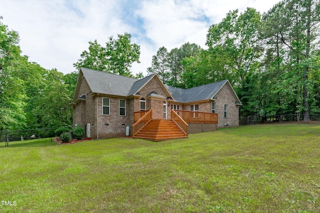 1016 Luminary Ln, Willow Springs, NC 27592 - view of front of property featuring brick siding, crawl space, and a deck