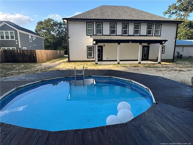 504 E Edinborough Ave, Raeford, NC 28376 - outdoor pool featuring a wooden deck