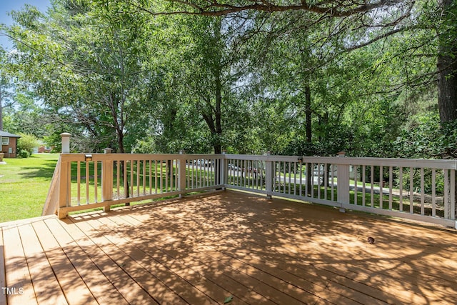 408 N Stewart St, Clayton, NC 27520 - wooden terrace with a lawn and view of scattered trees