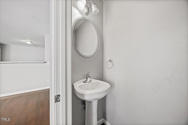 8630 Neuse Lndg Unit 105, Raleigh, NC 27616 - bathroom with wood finished floors and baseboards