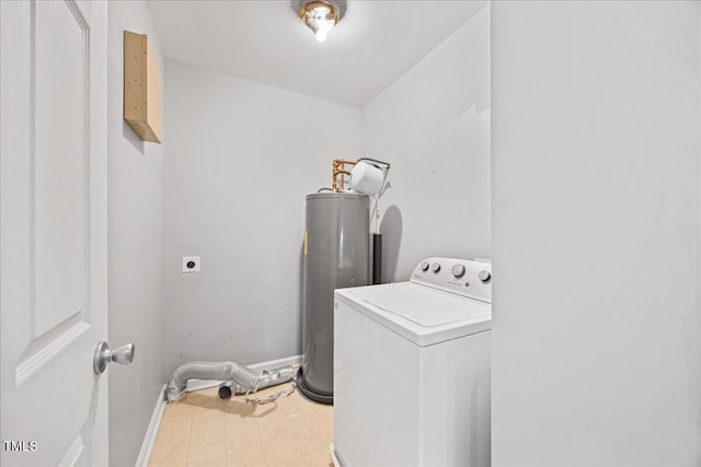 8630 Neuse Lndg Unit 105, Raleigh, NC 27616 - laundry area with washer / dryer, water heater, light floors, and baseboards