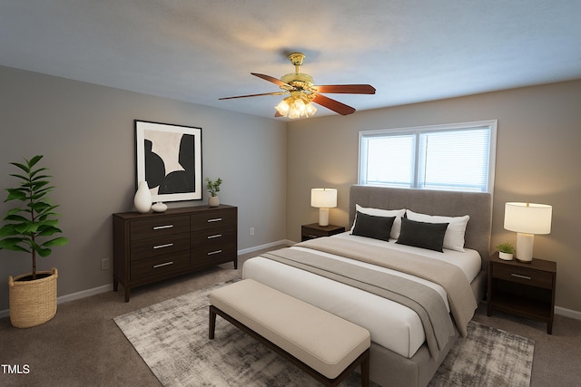 613 Sunnybrook Dr, Hope Mills, NC 28348 - bedroom with light carpet, baseboards, and a ceiling fan
