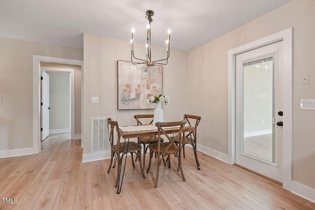 847 E Maple Ln, Fuquay Varina, NC 27526 - dining area featuring a chandelier, light wood-style flooring, and baseboards