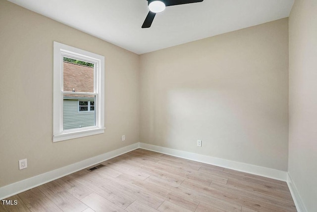 847 E Maple Ln, Fuquay Varina, NC 27526 - empty room featuring ceiling fan, light wood-style floors, and baseboards