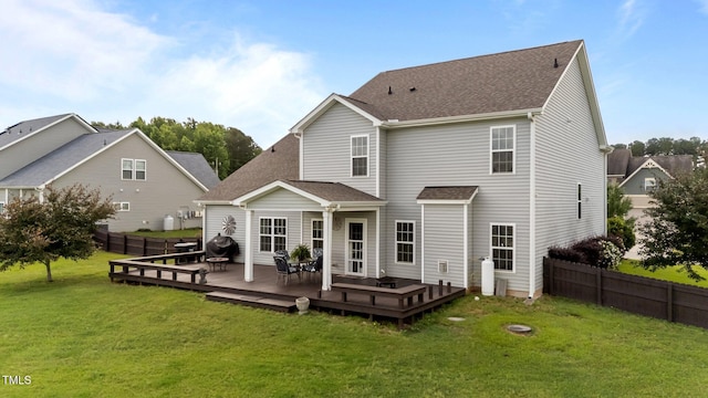 30 Sunbury Ct, Zebulon, NC 27597 - rear view of house featuring a wooden deck and roof with shingles