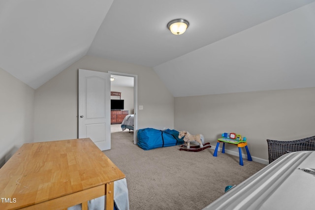 30 Sunbury Ct, Zebulon, NC 27597 - playroom featuring lofted ceiling, carpet, and baseboards