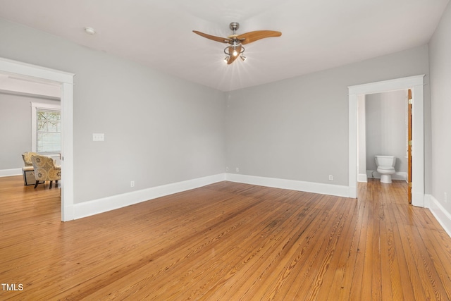 1008 Dorothea Dr, Raleigh, NC 27603 - empty room featuring ceiling fan, baseboards, and light wood-style floors