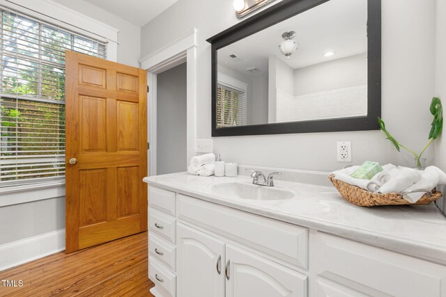 1008 Dorothea Dr, Raleigh, NC 27603 - bathroom featuring vanity and wood finished floors