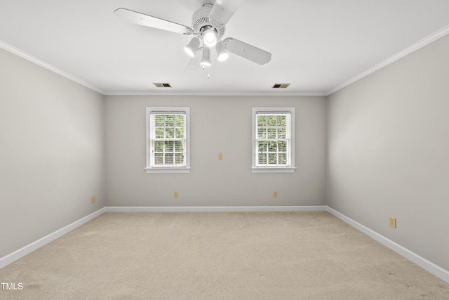 1007 Surry Dale Ct, Apex, NC 27502 - unfurnished room featuring crown molding, baseboards, light colored carpet, and ceiling fan