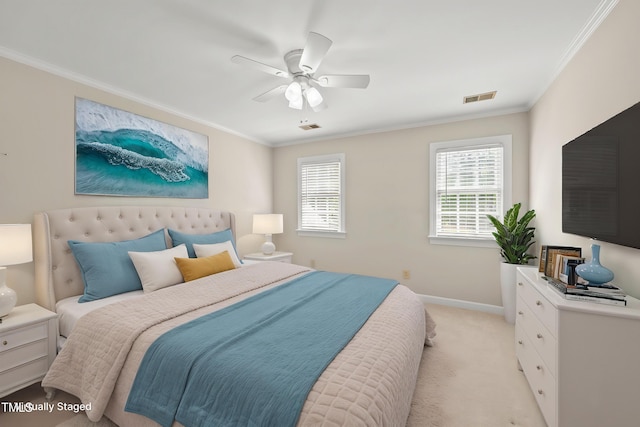 1007 Surry Dale Ct, Apex, NC 27502 - bedroom featuring ornamental molding, baseboards, light carpet, and ceiling fan
