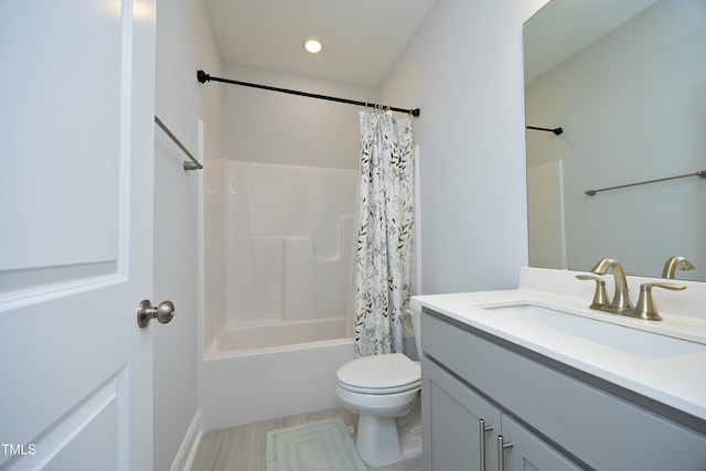 2264 Jollay St, Durham, NC 27703 - full bathroom with vanity, toilet, and shower / bathtub combination with curtain
