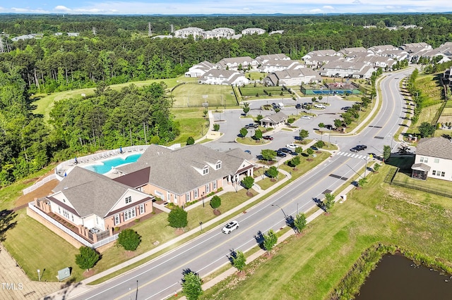 2264 Jollay St, Durham, NC 27703 - aerial perspective of suburban area featuring a heavily wooded area