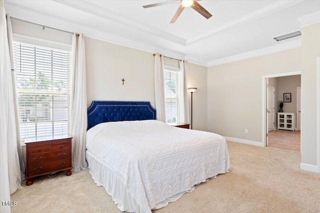 7801 Charters End St, Willow Springs, NC 27592 - carpeted bedroom with ornamental molding, ceiling fan, and baseboards