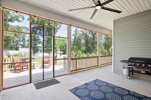 7801 Charters End St, Willow Springs, NC 27592 - sunroom / solarium featuring a ceiling fan