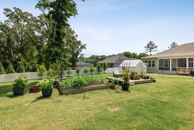 7801 Charters End St, Willow Springs, NC 27592 - view of yard with a vegetable garden, an exterior structure, and an outdoor structure