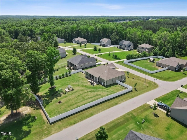 7801 Charters End St, Willow Springs, NC 27592 - aerial perspective of suburban area featuring a heavily wooded area