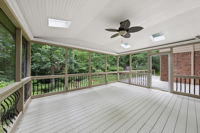 2300 Valley Forge Dr, Raleigh, NC 27615 - wooden deck with a ceiling fan and view of wooded area