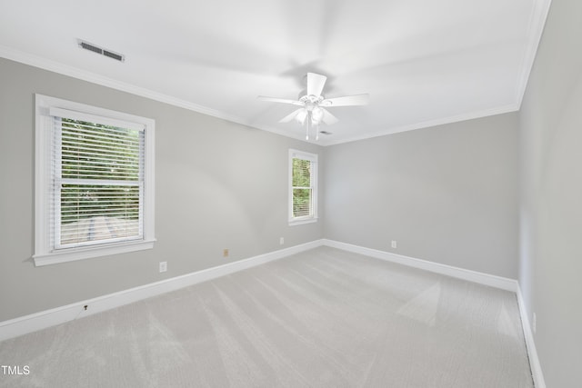 2300 Valley Forge Dr, Raleigh, NC 27615 - unfurnished room with light colored carpet, crown molding, and ceiling fan