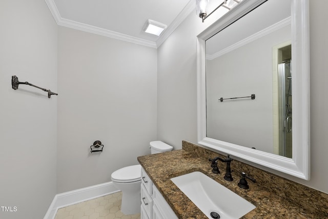 2300 Valley Forge Dr, Raleigh, NC 27615 - bathroom with ornamental molding, vanity, and tile patterned floors
