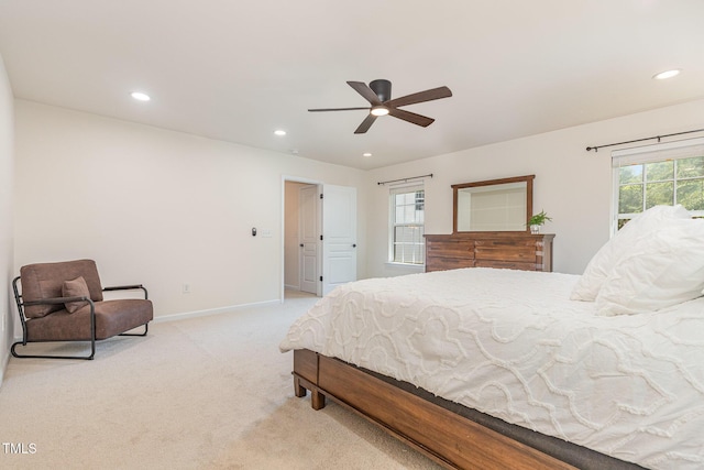 233 Hammond Wood Pl, Morrisville, NC 27560 - bedroom featuring carpet flooring, recessed lighting, baseboards, and ceiling fan