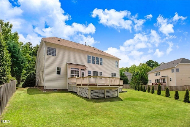 1420 Lagerfeld Way, Wake Forest, NC 27587 - rear view of house featuring crawl space and a wooden deck
