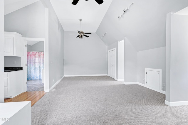2709 Les Paul Ln, Apex, NC 27539 - bonus room featuring a ceiling fan, vaulted ceiling, light carpet, and baseboards