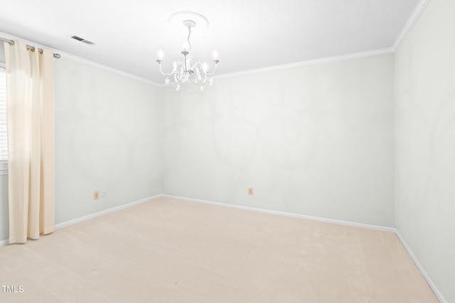 2107 Somers Ave, Burlington, NC 27215 - unfurnished room with a chandelier, light colored carpet, crown molding, and baseboards